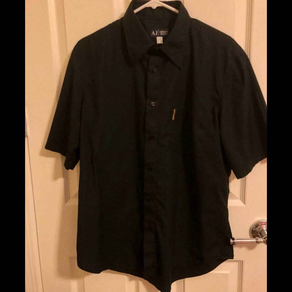 Armani Jeans Black Button Down Large